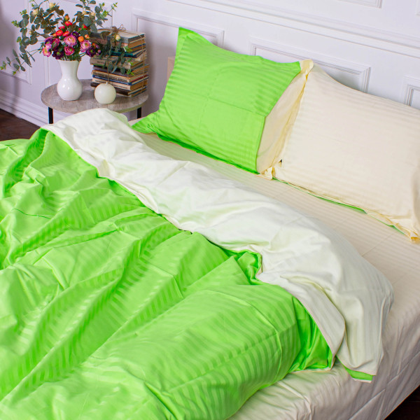 Фото - Комплект постільної білизни MirSon Satin Stripe 30-0016 +30-0002 Elaija 175х210 см (2200005261699)