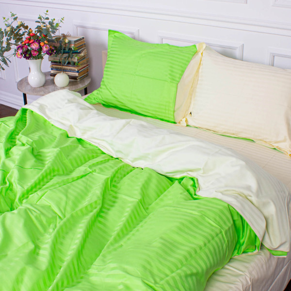Фото - Комплект постільної білизни MirSon Satin Stripe 30-0016 +30-0002 Elaija 175х210 см (2200005261699)