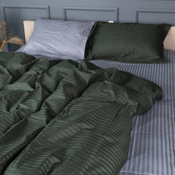 Фото - Комплект постільної білизни MirSon Satin Stripe 30-0017 +30-0012 Galatee 220х240 см King Size (2200005262283)