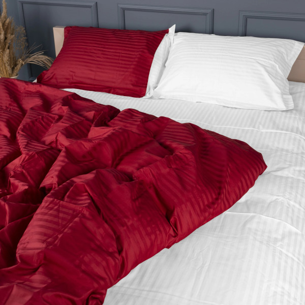 Фото - Комплект постільної білизни MirSon Satin Stripe 30-0018 +30-0001 Feinarina 220х240 см King Size (2200005263686)