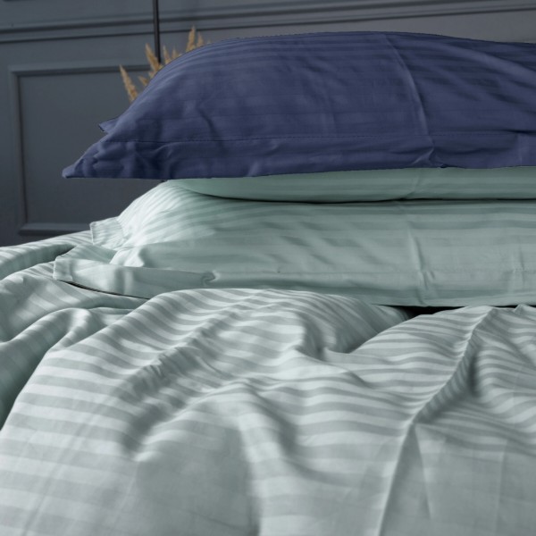 Фото - Комплект постельного белья MirSon Satin Stripe 30-0020 +30-0015 Arabaji 220х240 см King Size (2200005265284)