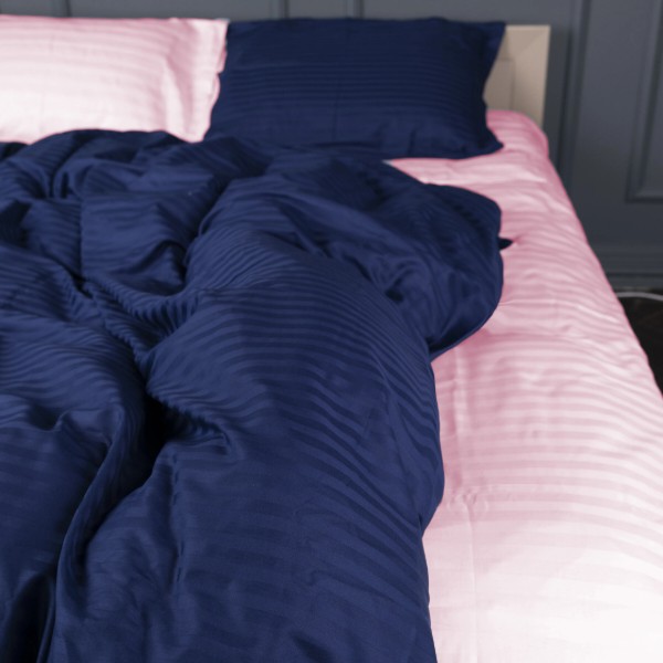 Фото - Комплект постільної білизни MirSon Satin Stripe 30-0020 +30-0007 Edarin 220х240 см King Size (2200005265680)