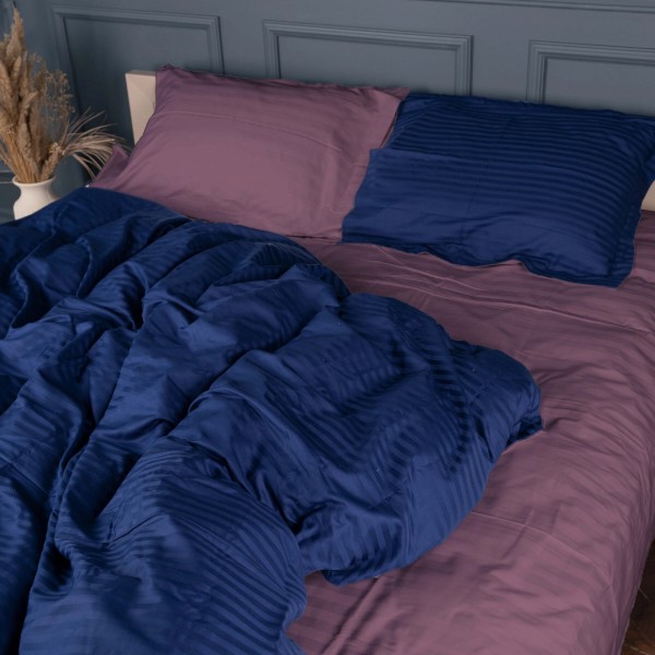 Фото - Комплект постільної білизни MirSon Satin Stripe 30-0020 +30-0008 Lovelin 175х210 см (2200005265895)