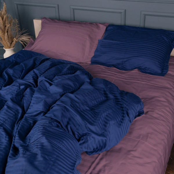 Фото - Комплект постільної білизни MirSon Satin Stripe 30-0020 +30-0008 Lovelin 220х240 см King Size (2200005265888)