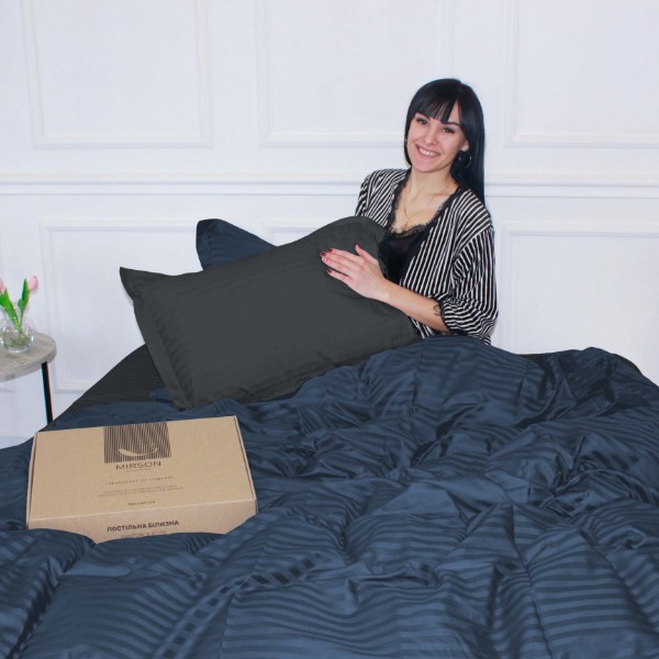 Фото - Комплект постільної білизни MirSon Satin Stripe 30-0020 +30-0012 Ennayard 143х210 см (2200005266069)