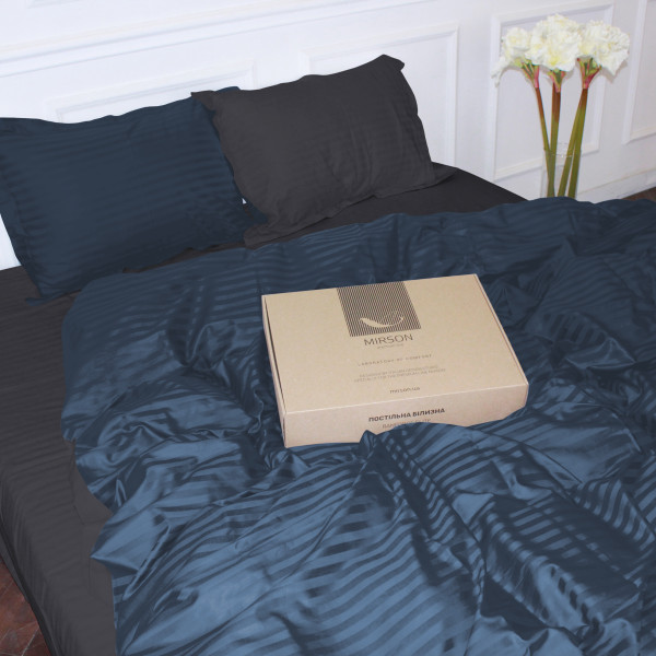 Фото - Комплект постільної білизни MirSon Satin Stripe 30-0020 +30-0012 Ennayard 220х240 см King Size (2200005266083)