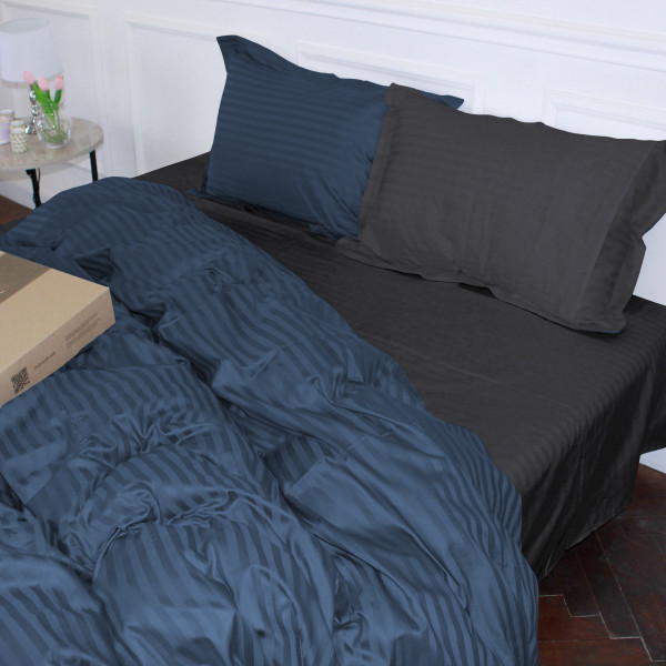 Фото - Комплект постільної білизни MirSon Satin Stripe 30-0020 +30-0012 Ennayard 220х240 см King Size (2200005266083)