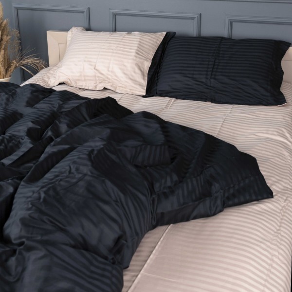Фото - Комплект постільної білизни MirSon Satin Stripe 30-0021 +30-0004 Sleimy 143х210 см (2200005266267)