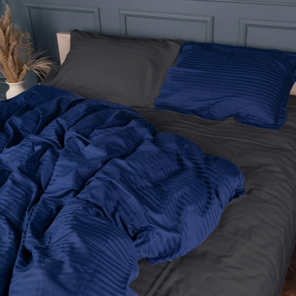 Фото - Комплект постільної білизни MirSon Satin Stripe 30-0021 +30-0017 Serikan 220х240 см King Size (2200005267080)