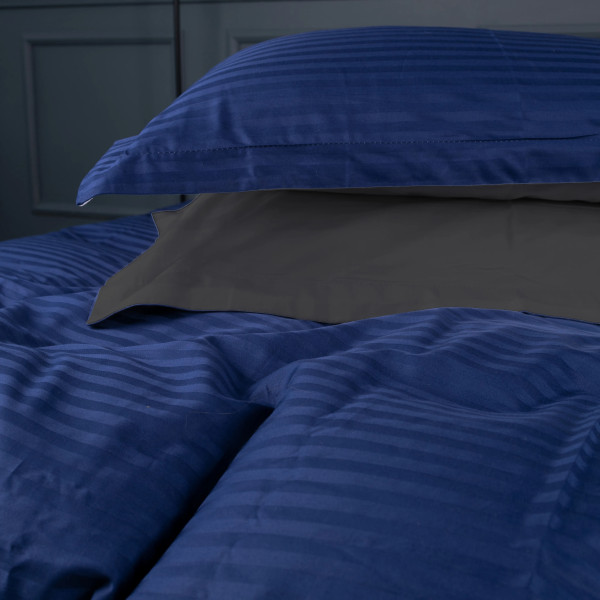 Фото - Комплект постільної білизни MirSon Satin Stripe 30-0021 +30-0017 Serikan 220х240 см King Size (2200005267080)