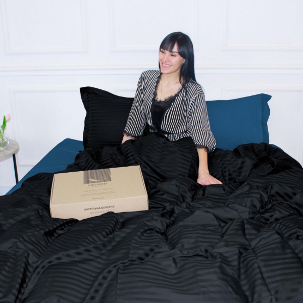 Фото - Комплект постільної білизни MirSon Satin Stripe 30-0021 +30-0019 Minhvan 175х210 см (2200005267295)