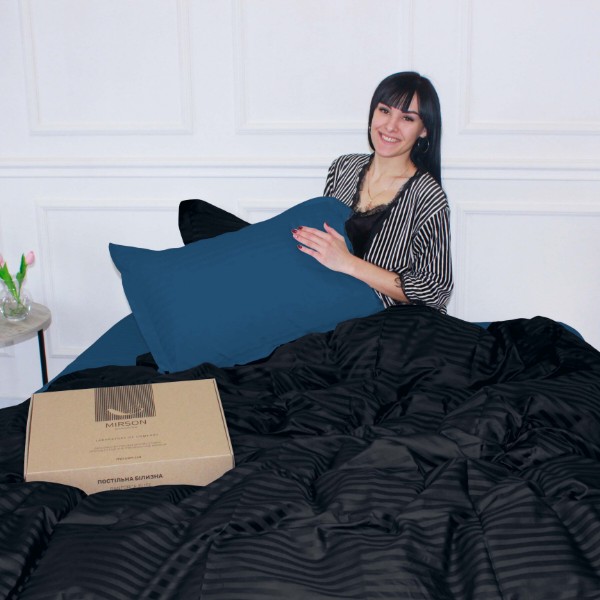 Фото - Комплект постільної білизни MirSon Satin Stripe 30-0021 +30-0019 Minhvan 143х210 см (2200005267318)