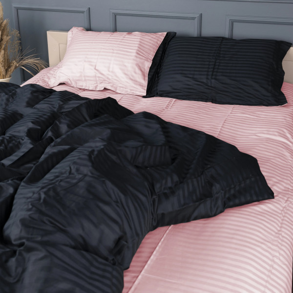 Фото - Комплект постільної білизни MirSon Satin Stripe 30-0021 +30-0007 Esandiora 220х240 см King Size (2200005267684)