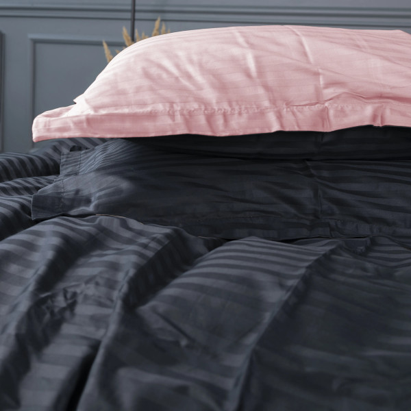 Фото - Комплект постільної білизни MirSon Satin Stripe 30-0021 +30-0007 Esandiora 220х240 см King Size (2200005267684)