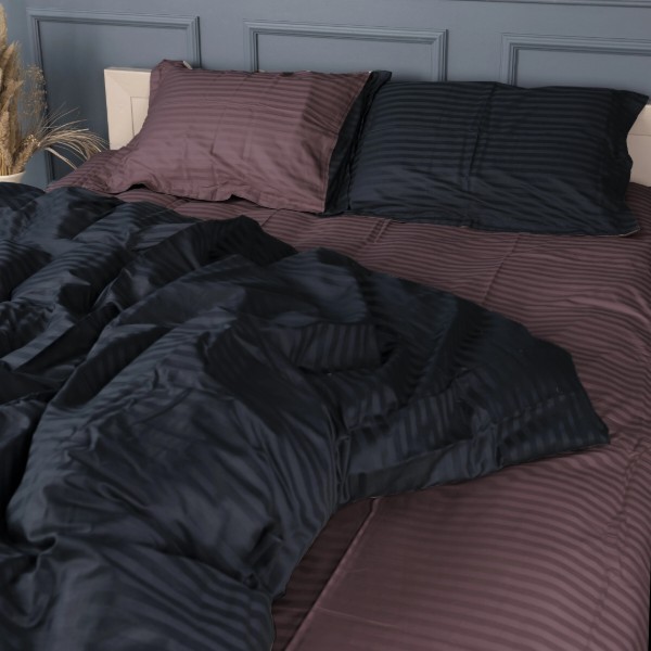 Фото - Комплект постельного белья MirSon Satin Stripe 30-0021 +30-0008 Dorimel 220х240 см King Size (2200005267882)
