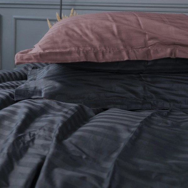 Фото - Комплект постельного белья MirSon Satin Stripe 30-0021 +30-0008 Dorimel 220х240 см King Size (2200005267882)
