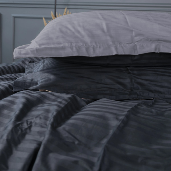 Фото - Комплект постільної білизни MirSon Satin Stripe 30-0021 +30-0012 Yamindi 220х240 см King Size (2200005268087)