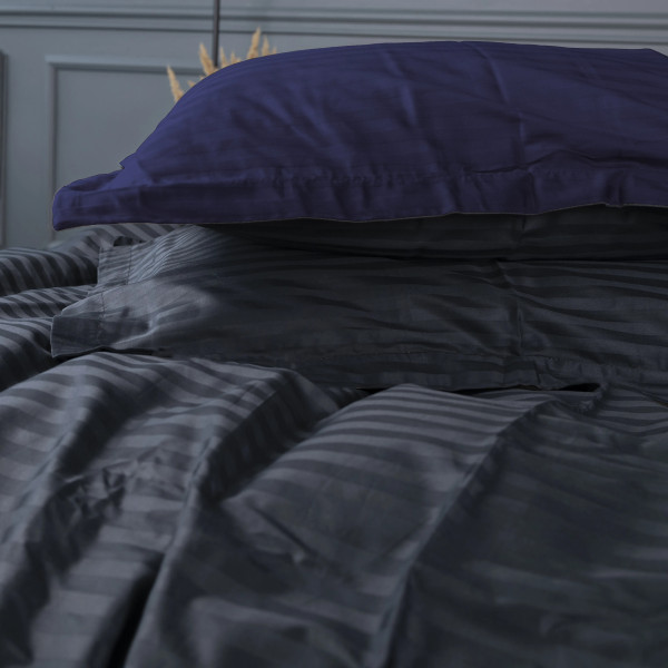 Фото - Комплект постільної білизни MirSon Satin Stripe 30-0021 +30-0020 Likana 220х240 см King Size (2200005268285)