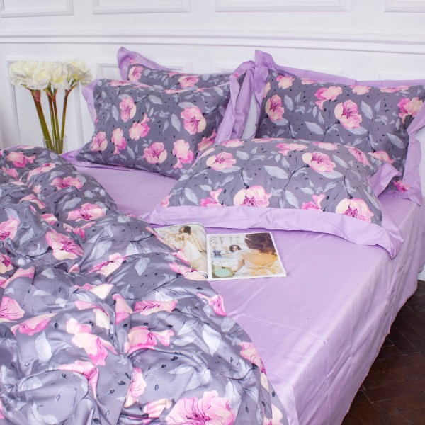 Фото - Комплект постільної білизни MirSon Satin print Elit Aster 143х210 (2200005611715)