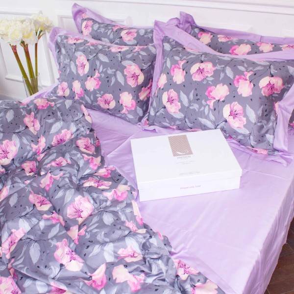 Фото - Комплект постільної білизни MirSon Satin print Elit Aster 143х210 (2200005611715)
