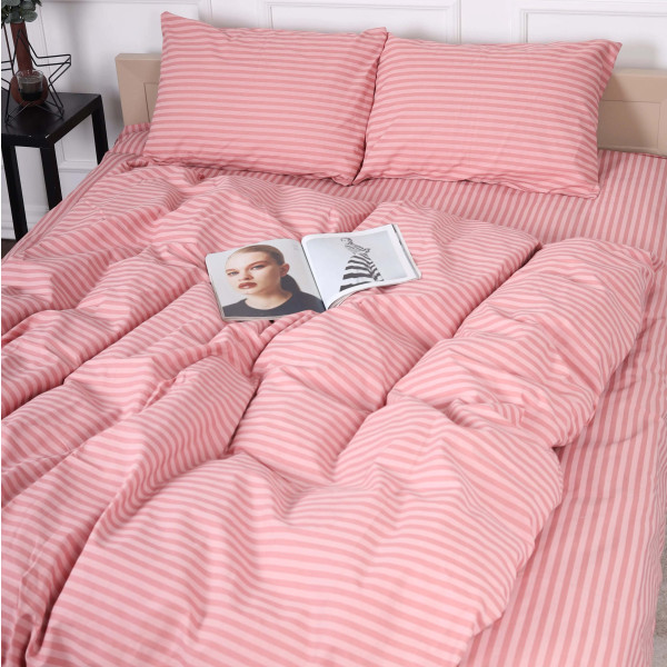 Фото - Комплект постельного белья MirSon 2х143x210 17-0607 Stripe Pink Бязь (2200008054120)