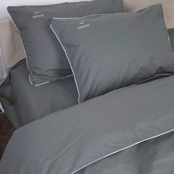 Фото - Комплект постельного белья MirSon Ranforce Elite Corner 16-7000 "Green Grey" 143х210 см (2200008401269)