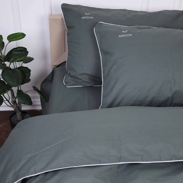 Фото - Комплект постільної білизни MirSon Ranforce Elite Corner 16-7000 "Green Grey" 220х240 см (2200008401313)