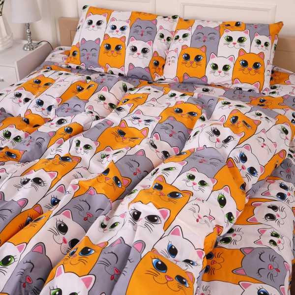 Фото - Комплект постельного белья MirSon Бязь 17-0636 Кіт батон Помаранчевий 175х210 см (2200009376924)