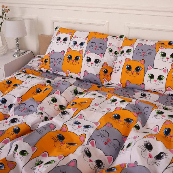 Фото - Комплект постельного белья MirSon Бязь 17-0636 Кіт батон Помаранчевий 175х210 см (2200009376924)