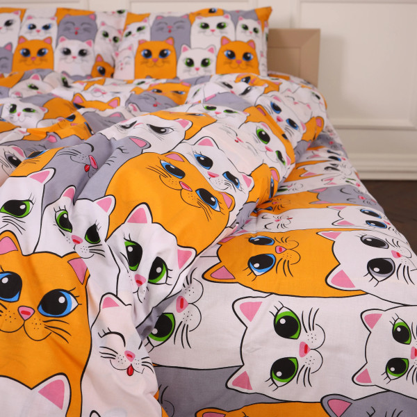 Фото - Комплект постельного белья MirSon Бязь 17-0636 Кіт батон Помаранчевий 175х210 см (2200009376924)