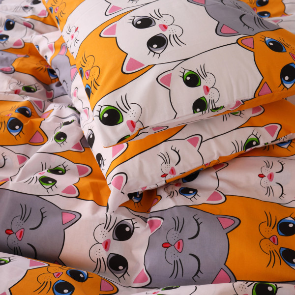 Фото - Комплект постельного белья MirSon Бязь 17-0636 Кіт батон Помаранчевий 175х210 см (2200009376924)