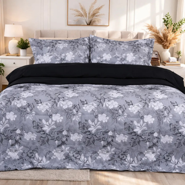 Фото - Комплект постельного белья детский MirSon 110х140 см 00-8 Black Flowers Поплин (2200009707827)