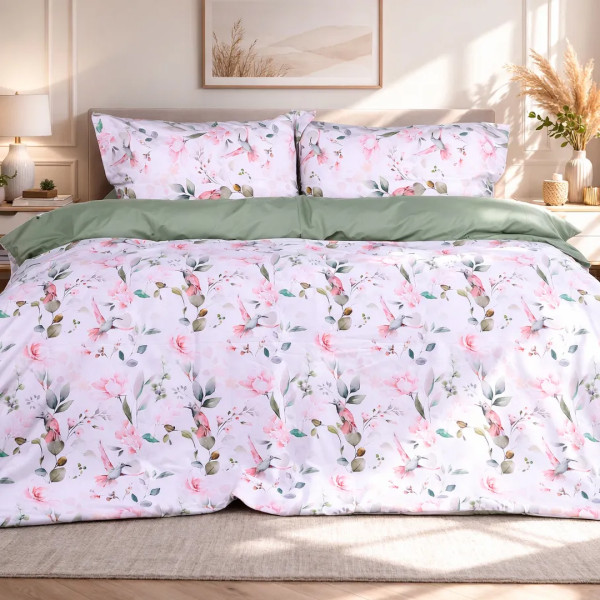 Фото - Комплект постільної білизни дитячий MirSon 110х140 см 00-9 Birds and Flowers Поплін (2200009709081)