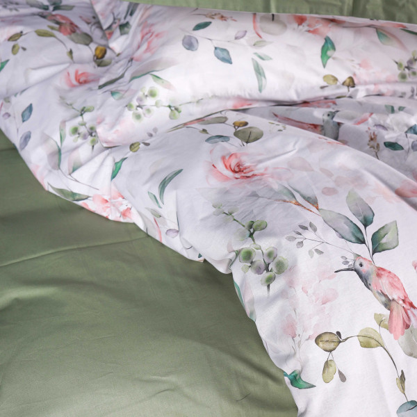 Фото - Комплект постільної білизни дитячий MirSon 110х140 см 00-9 Birds and Flowers Поплін (2200009709081)