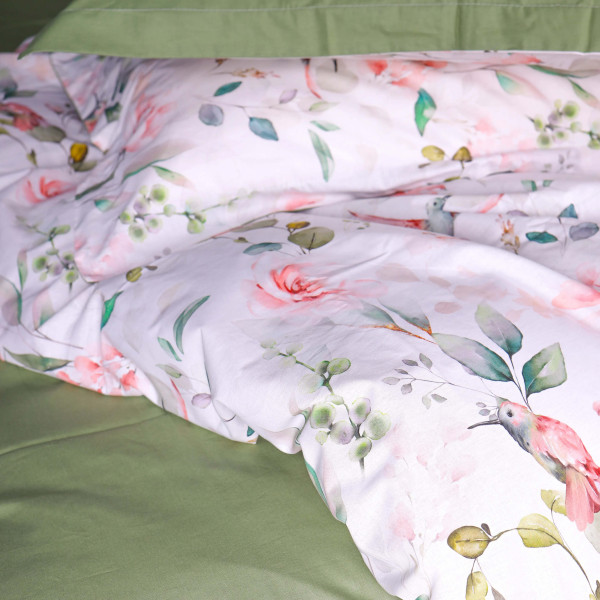 Фото - Комплект постільної білизни дитячий MirSon 110х140 см 00-9 Birds and Flowers Поплін (2200009709081)