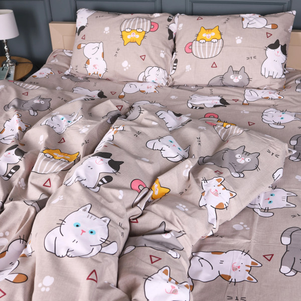 Фото - Комплект постельного белья MirSon Бязь 17-0665 Cream Kittens 175х210 см (2200010064445)