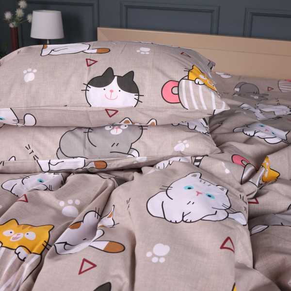 Фото - Комплект постельного белья MirSon Бязь 17-0665 Cream Kittens 175х210 см (2200010064445)