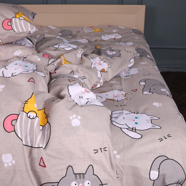 Фото - Комплект постельного белья MirSon Бязь 17-0665 Cream Kittens 175х210 см (2200010064445)