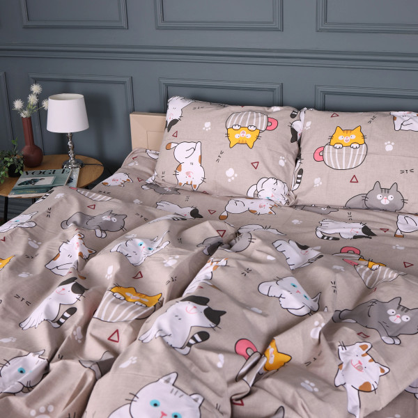 Фото - Комплект постельного белья MirSon Бязь 17-0665 Cream Kittens 175х210 см (2200010064445)