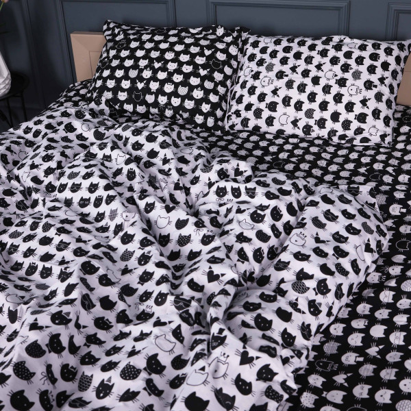 Фото - Комплект постельного белья детский MirSon 110x140 см Kids Time 17-0673 Monochrome Meows Бязь (2200010185584)