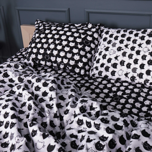 Фото - Комплект постельного белья детский MirSon 110x140 см Kids Time 17-0673 Monochrome Meows Бязь (2200010185584)