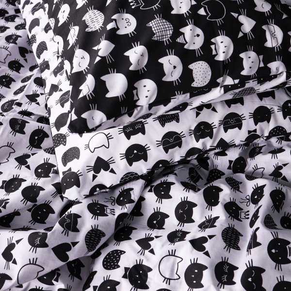 Фото - Комплект постельного белья детский MirSon 110x140 см Kids Time 17-0673 Monochrome Meows Бязь (2200010185584)