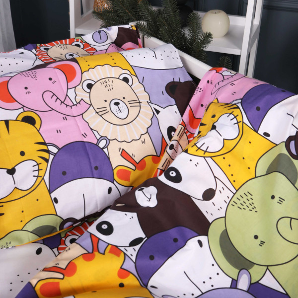 Фото - Комплект постельного белья детский MirSon 110x140 см Kids Time 17-0674 Rainbow Zoo Бязь (2200010186130)