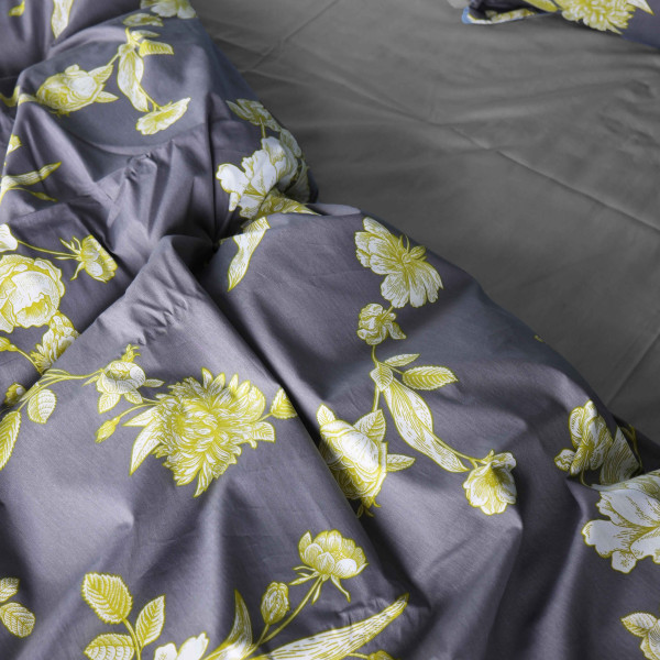 Фото - Комплект постельного белья MirSon 175х210 см 22-1387 Gray Flowers Сатин (2200010473131)