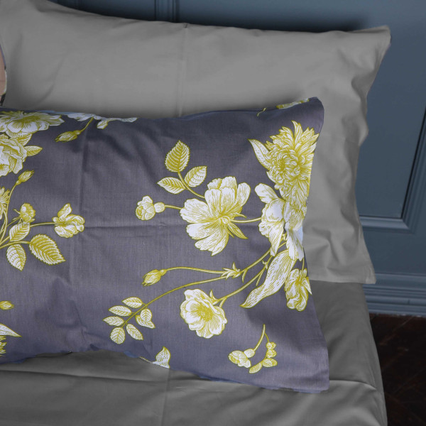 Фото - Комплект постельного белья MirSon King Size 220х240 см 22-1387 Gray Flowers Сатин (2200010473261)