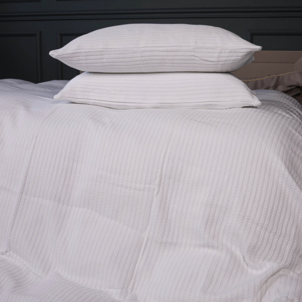 Фото - Комплект постільної білизни MirSon King Size 220х240 см №10-01 Arrowline White Піке (2200010671162)