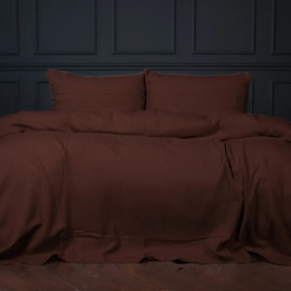 Фото - Комплект постельного белья MirSon King Size 220х240 см №10-02 Arrowline Brown Пике (2200010671247)