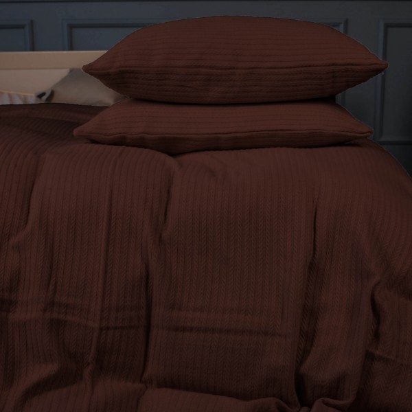Фото - Комплект постельного белья MirSon King Size 220х240 см №10-02 Arrowline Brown Пике (2200010671247)