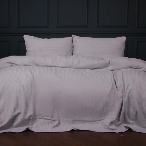 Фото - Комплект постельного белья MirSon King Size 220х240 см №10-04 Arrowline Gray Пике (2200010671407)