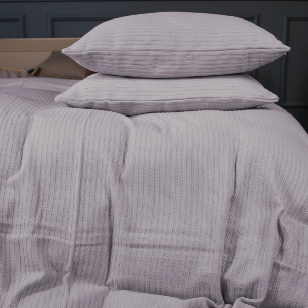 Фото - Комплект постельного белья MirSon King Size 220х240 см №10-04 Arrowline Gray Пике (2200010671407)